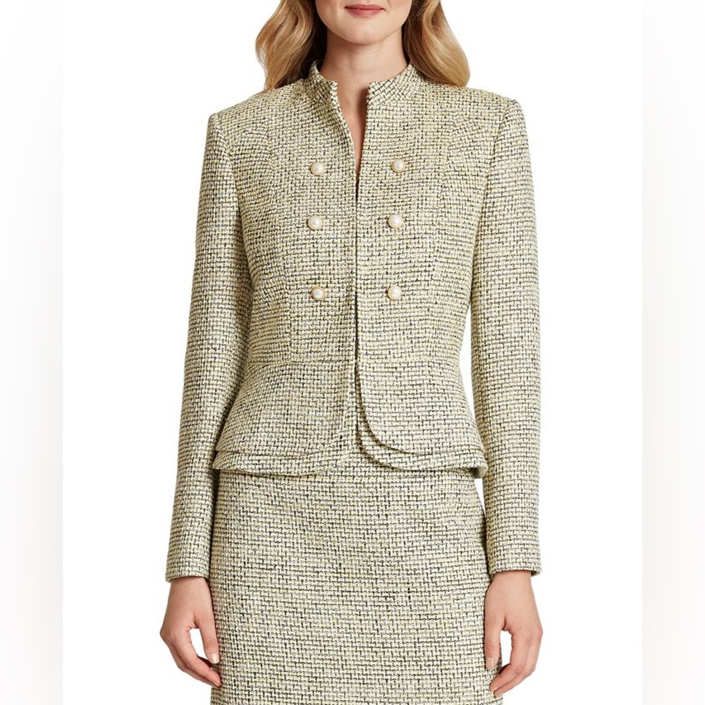 Tahari Arthur S Levine tweed Suit Jacket with pearl embellishments.